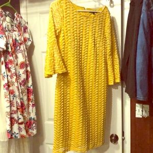 Mustard lace to the knee dress